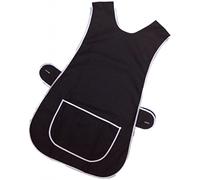 Ladies Home / Work Tabard (Tabbard) Apron with Single Large Front Pocket, White Piping and Side Fastening Button Tabs - Available in BLACK / BOTTLE GREEN / BURGUNDY / EMERALD / NAVY BLUE / RED / ROYAL BLUE - UK Sizes 8/10 up to 28/30 (UK 8/10 (WMS), Black)