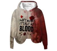 Ladies Hoodies Heated Half Zip Sweatshirt Women'S Don'T Worry It'S Not My Blood Bloody Halloween Cowl Neck Sweaters For Women Oversized Hoodie Halloween Sweatshirt (Red, L)