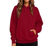 Ladies Hoodies Oversized Sweatshirt For Women 2026 Trendy Plain Fleece Hoodies Pullover With Pockets Women'S Soft And Casual Sweatshirt Fall And Winter Fashion Sweater Plus Size Wine L