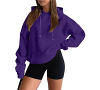 Ladies Hoodies Uk, Womens Pullover Hoodies Ladies Hoody Casual Lightweight Long Sleeve Drawstring Hooded Sweatshirt Tops with Pockets, Purple,XXL,u283k