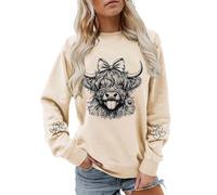 Ladies Hoodies Women's Sweatshirts Sweater Cute Highland Cow 3D Print T Shirts Long Sleeve Novelty Graphic Pullover Jumper Tee Tops