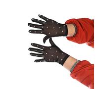 Ladies Ice Skating Gloves with Shimmering Rhinestones, Breathable Mesh Figure Skating Gloves for Competition Stage, Khaki(Black)