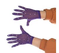 Ladies Ice Skating Gloves with Shimmering Rhinestones, Breathable Mesh Figure Skating Gloves for Competition Stage, Khaki(Violet)