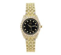 Ladies Iced Out Diamond Watch with Simulated Crystals,Adjustable Metal Band Fully Bling-ed Out Links,Women's Custom Luxury Timepiece,Quartz Movement,14k Gold or Silver Tone, womens-standard, Iced Out
