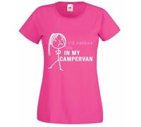 Ladies I'd Rather Be in My Campervan Tshirt Top Novelty Gift Present Mum Friend Hot Pink