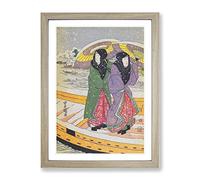 Ladies In The Snow By Utagawa Kunisada Asian Japanese Framed Print | A2 Oak Framed Wall Art | Ready to Hang | Asian Landscape Picture | Living Room Bedroom Lounge Office
