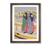 Ladies In The Snow By Utagawa Kunisada Asian Japanese Framed Print | A4 Walnut Framed Wall Art | Ready to Hang | Asian Landscape Picture | Living Room Bedroom Lounge Office