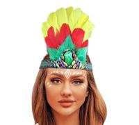 Ladies Indian Feather Headband Bohemian Hippie Headdress Headpiece Indian Fascinator Headwear Boho Hair Accessories for Halloween Cosplay Party Festival Costume Accessories (Yellow, One Size)