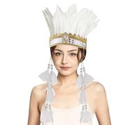 Ladies Indian Feather Headband Bohemian Tassel Sequin Crown Hippie Headdress Tribal Headpiece Indian Fascinator Headwear Boho Hair Accessories for Halloween Cosplay Party Festival Costume Accessories