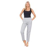 Ladies Inside Leg 25 Inch (Short) Herringbone Half Elasticated Stretch Waist Work Office Pull Up Summer Trousers Everyday Wear Side Pockets Pants (UK, Numeric, 16, Regular, Short, Light Grey)