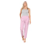 Ladies Inside Leg 25 Inch (Short) Herringbone Half Elasticated Stretch Waist Work Office Pull Up Trousers Everyday Wear Side Pockets Pants (UK, Numeric, 16, Regular, Short, Pink)