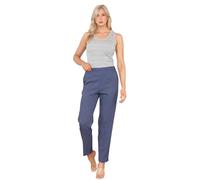Ladies Inside Leg 29 Inch (Long) Herringbone Half Elasticated Stretch Waist Work Office Pull Up Trousers Everyday Wear Side Pockets Pants (UK, Numeric, 16, Regular, Long, Denim)