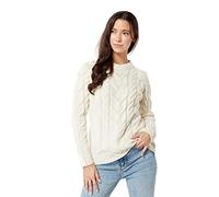 Ladies Irish Multi Cabled Raglan Super Soft Merino Wool Sweater (XLarge, Natural)