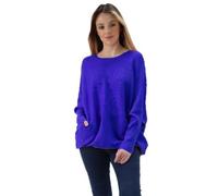 Ladies Italian Knitted Oversized Batwing Plait Back Jumper Women Angora Wool Top Plus Size (Royal Blue, One Size 10-20)