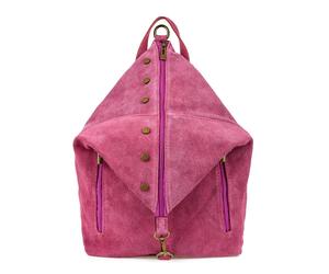 Ladies Italian Leather Suede Backpack A4 Purple Vera Pelle