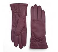 Ladies Italian Leather Winter Gloves - Wool Lined, Touchscreen Compatible, Water-Resistant Driving Gloves with Bow Design