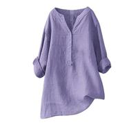 Ladies Italian Linen Tops Sleeveless Puff Work Tunic Tops Clearance Womens Cotton Linen Daily Solid Essentials Summer Vacation Tunic Top Large Daily Casual Tee Blouses (01-D-Purple, L)