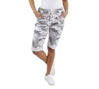 Ladies Italian Stretch Shorts Women's Camouflage Plain Magic Comfy Lagenlook Hot Pants 8-22