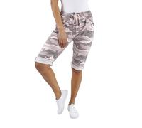 Ladies Italian Stretch Shorts Women's Camouflage Plain Magic Comfy Lagenlook Hot Pants 8-22
