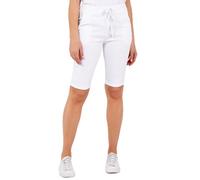 Ladies Italian Stretch Shorts Women's Plain Magic Comfy Lagenlook Hot Pants White 12