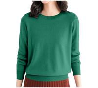 Ladies J umpers Classic Crew Neck Long Sleeve J umpers Women's Sweater Long Sleeve Solid Color Pullover with A Base Shirt Autumn and Winter Warm Loose Sweater J umpers for Women UK (Dark Green, M)