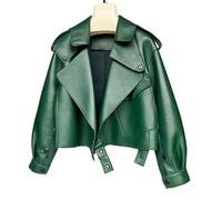 Ladies' Jacket Artificial Leather Coat For Women Jacket Winter Spring For Hiking, Travel(Dark green,M)