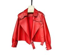 Ladies' Jacket Artificial Leather Coat For Women Jacket Winter Spring For Hiking, Travel(Red,L)
