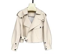 Ladies' Jacket Artificial Leather Coat For Women Jacket Winter Spring For Hiking, Travel(White,S)