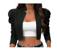Ladies' Jacket Versatile Long Sleeved Short Cardigan Casual Suit Jacket For Hiking, Travel(Black,L)