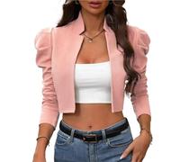 Ladies' Jacket Versatile Long Sleeved Short Cardigan Casual Suit Jacket For Hiking, Travel(Pink,S)