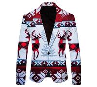 Ladies Jacket Women's Autumn And Winter New 3D Fun Printed Suit Coat Christmas Casual Suit Coat Womens Casual azer Jacket Womens azer Size 14 (White, M)