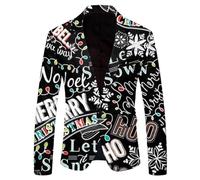 Ladies Jacket Women's Autumn And Winter New 3D Fun Printed Suit Coat Christmas Casual Suit Coat Womens Casual azer Jacket Womens azer Size 14 (Black, XXL)