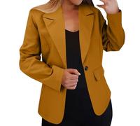 Ladies Jackets,Blazers for Women UK Lightweight Open Front Suit Button Down CardiganSolid Color Long Sleeve Jackets Casual Fashion Work Oversized Slim Coat with Pockets (Orange-d, L)