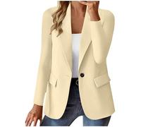 Ladies Jackets Size 18 Women's Blazer Suit Business Casual Work Office Suit Jackets Lightweight One Button 3/4 Ruched Sleeve Open Front Blazers Spring Summer Cardigan Suits for Ladies