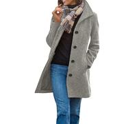 Ladies Jackets Women's Winter Coats Comfortable Jackets for Everyday Wear Chic Jacket with Pockets Button-Front Coats Practical Coat from Casual Weekends to Smart Occasions Light Gray XL