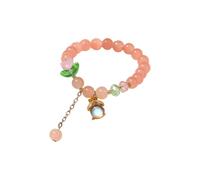 Ladies Jade Bead Bracelets, Crystal Beaded Bracelets For Women Tulip Flower Pendant Natural Stone Bracelet Elegant Stretch Elastic Crystal Bracelet Floral Beaded Boho Charm Jewelry