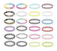 ladies jewellery 12PC Tattoo Choker Necklace Set - 90s Accessories 2000s Jewelry - Pink Blue Green Colorful Rainbow Gothick Black - Stretchy Multicolor Collar necklace