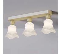 ladies jewellery 3-Light Mid Century Kitchen Island Long Ceiling Light Minimalist Wine Red Semi Flush Mount Ceiling Lamp Nordic Cream Wind Flower Shape White Glass Pendant Light For Bedroom Aisle