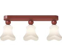 ladies jewellery 3-Light Mid Century Kitchen Island Long Ceiling Light Minimalist Wine Red Semi Flush Mount Ceiling Lamp Nordic Cream Wind Flower Shape White Glass Pendant Light For Bedroom Aisle