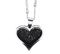 ladies jewellery Accessorie Elegant Black Crystal Pave Heart Necklace For Women, Exquisite Choker Rhinestone Heart Necklace - Zircon Pave Necklace, Reunion Heart Necklace For Valentine Holiday