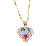 ladies jewellery Accessorie Elegant Black Crystal Pave Heart Necklace For Women, Exquisite Choker Rhinestone Heart Necklace - Zircon Pave Necklace, Reunion Heart Necklace For Valentine Holiday
