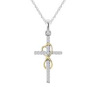 ladies jewellery accessories Eternal Infinite Love For Women Girls, Plated Shiny Zircon Crystal - Faith Heart And Cross Necklace, Religious necklace
