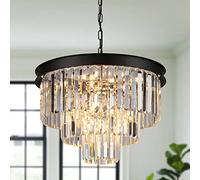ladies jewellery Black Crystal Chandeliers Round 20" Dimmable 9 Lights Ceiling Pendant Light Fixtures Luxury Raindrop for Living Room Dining Bedroom necklace