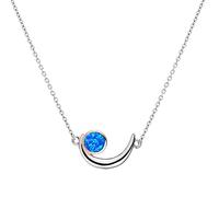 ladies jewellery Boho Female Small Moon Pendant Rose And Gold Choker Chain White Blue Fire Opal Necklace For Women necklace