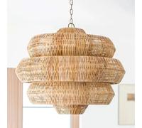 ladies jewellery chandelier Big Shape Lantern Lamp Shade Japanese- Pendant Lamp V-intage Hand-Woven Beige Woven Chandelier 23.6 Inch Dia Home Ceiling Pendant Light Compatible with Kitchen Island
