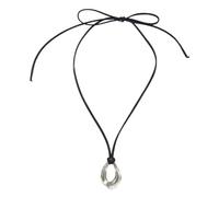 ladies jewellery Fashionable Necklace with Clear Acrylic Pendant Circular Charm Neckchain Adjustable Length Velvets Cord Choker Ornament necklace