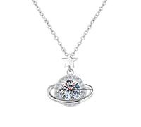 ladies jewellery Girls accessories 1 Carat Moissanite Necklace For Women Sparking Diamond Dreamy Planet Pendant Neck Chain with GRA Certificate-T01 Birthday Gift necklace