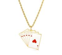 ladies jewellery Girls accessories For Men And Women, Ace of Spades Square Heart Rhinestone Capital Letter Poker Pendant Playing Card Necklace necklace