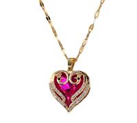 ladies jewellery Girls accessories Geometric Women, Shining Rhinestone - Zircon Pave Reunion Heart Necklace For Valentine Birthday necklace