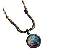 ladies jewellery Girls accessories Hippie And Men, Peace Pendant Necklace Aesthetic Tassel Vintage Wooden Beads Bohemia Sweater Chain, Long Necklaces For Women Boho, Grunge necklace